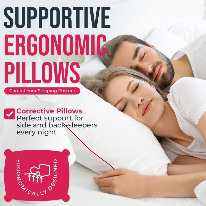 Empyrean Bedding Bed Pillows - Premium Pillows Set of 2 - Perfect for Stomach, Side and Back Sleepers - White