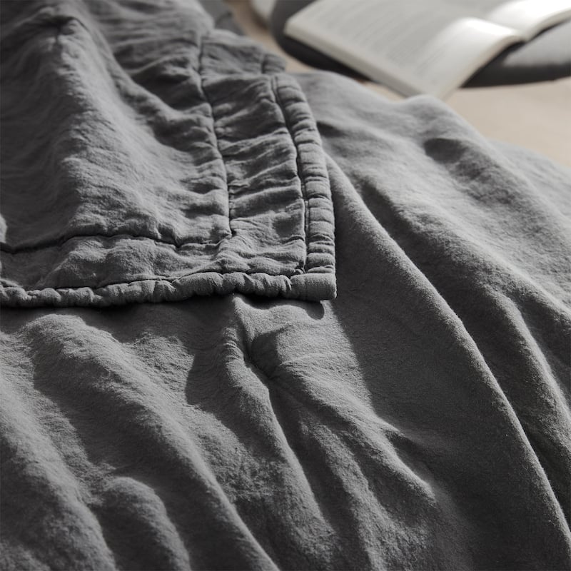 Dark Sky Reserve® - Portugal Made 100% Linen Oversized Comforter - Charcoal Gray
