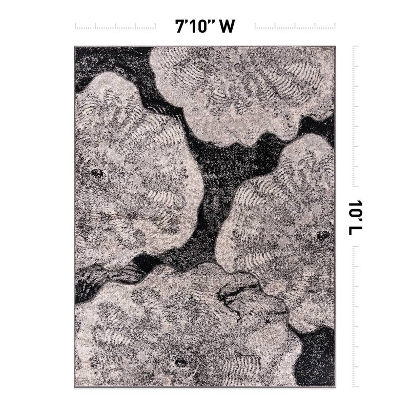 World Rug Gallery Contemporary Floral Design Black Area Rug