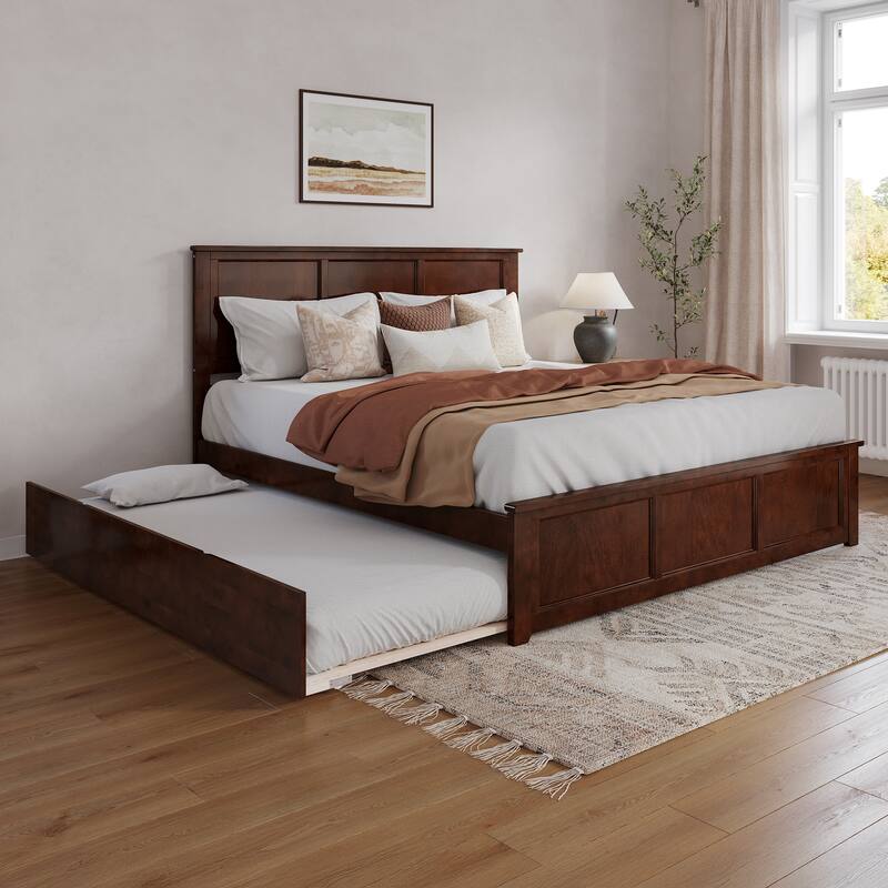AFI Madison Platform Bed with Matching Footboard & Trundle - Walnut - King