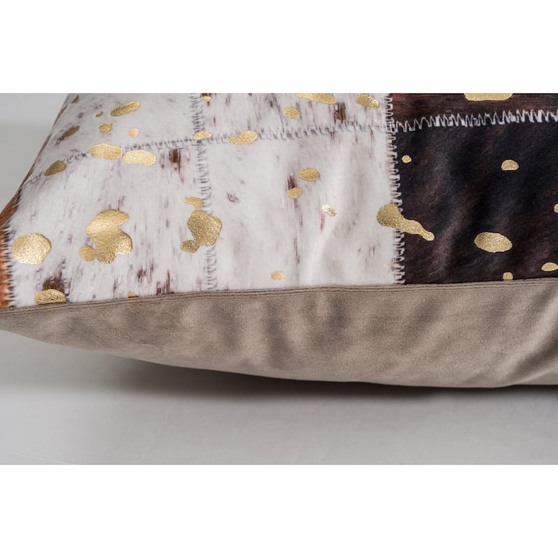 Faux Cow Printed Patchwork Velvet Pillow