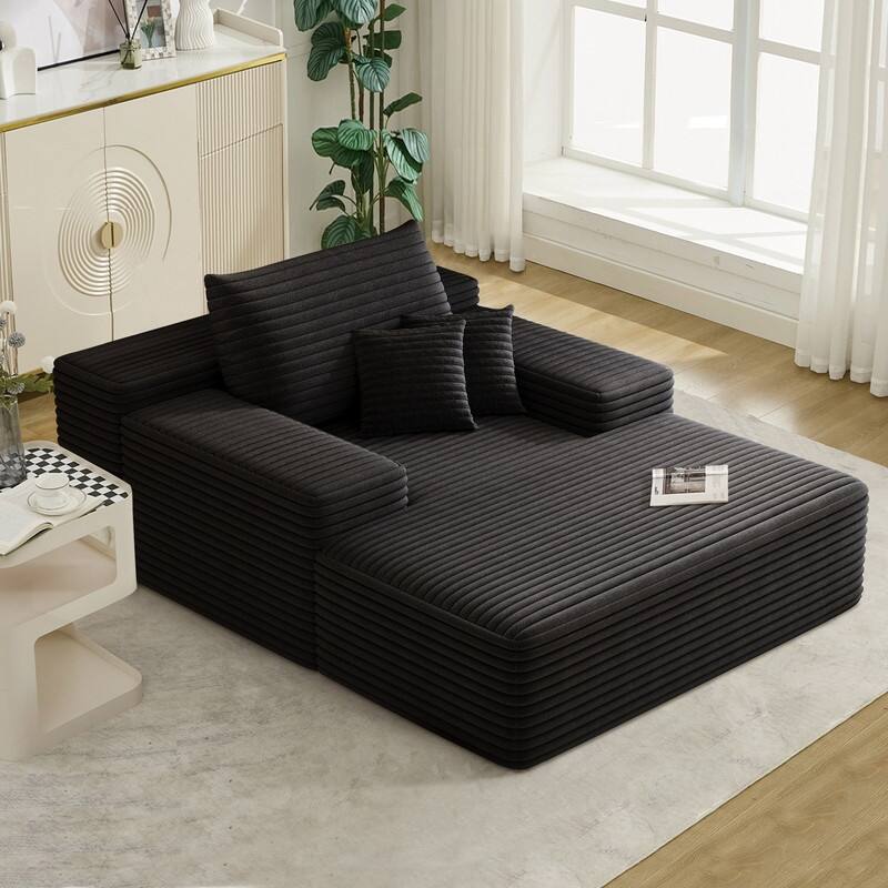 Nebula Oversized Upholstered Sofa Bed, Upholstered Sleeper Cloud Sofas Couches for Cozy Reading and Relaxation - Black