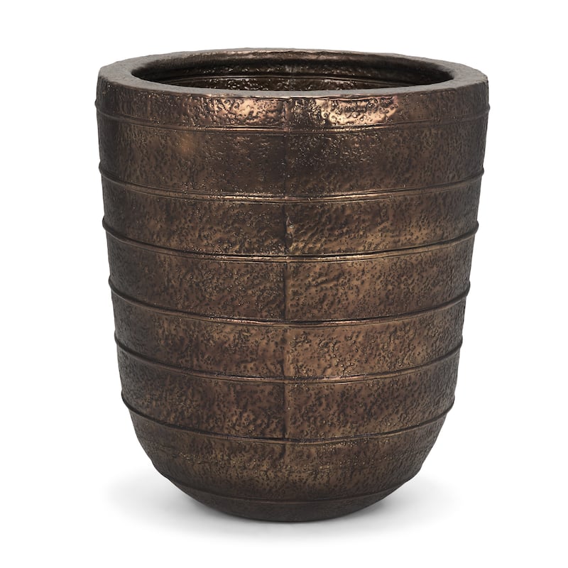 Aivana Large Antiqued Gold Metal Floor Vase - 22.8L x 22.8W x 26.0H - Antique Brass