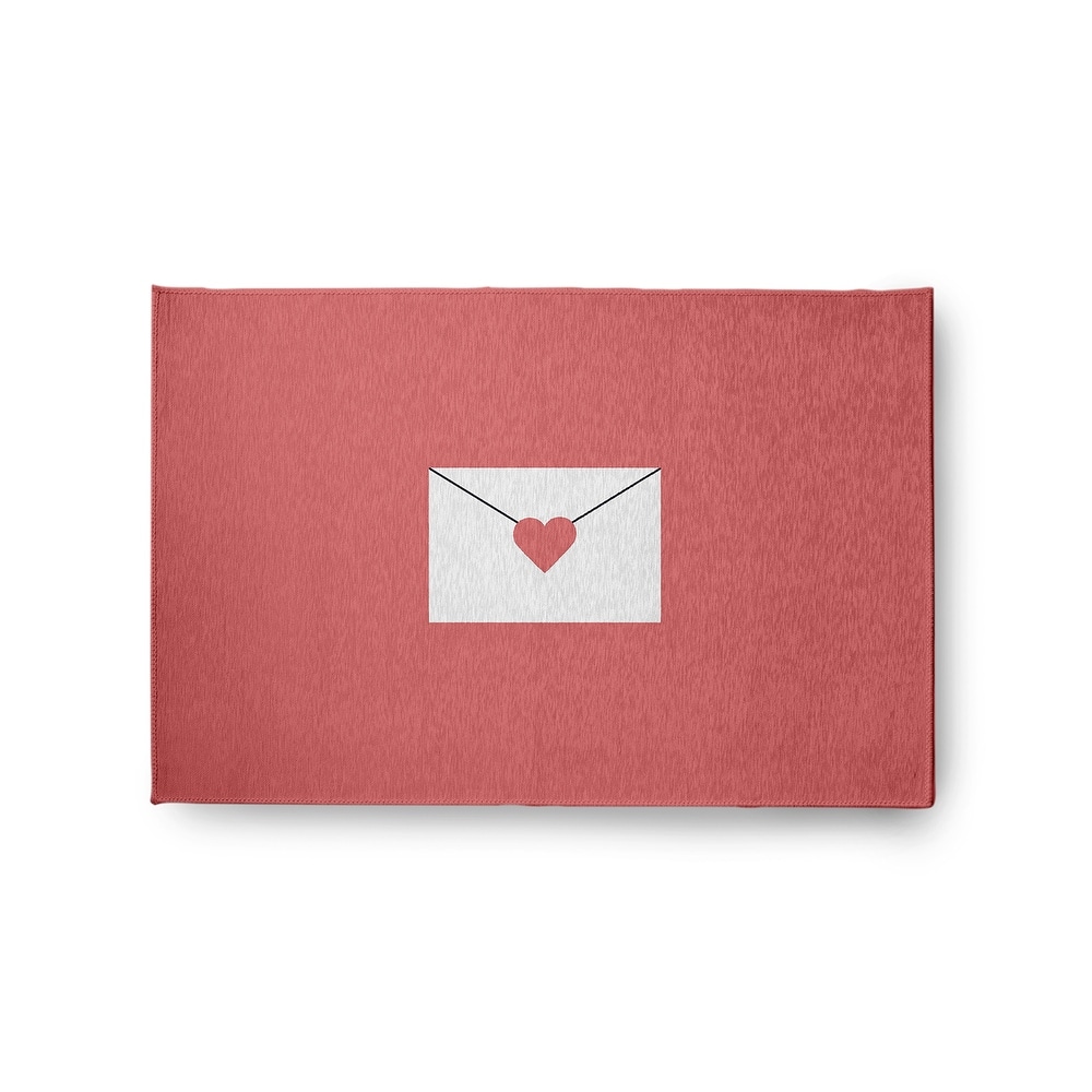 Love Letter Valentines Chenille Indoor/Outdoor Rug