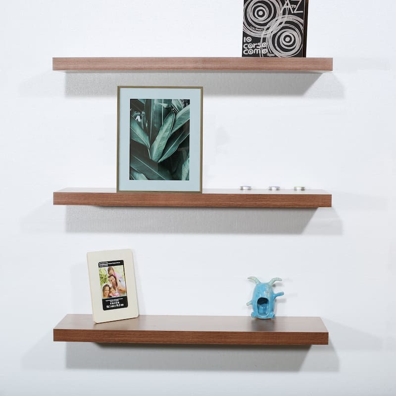 DAVEE Set of 3 JD Walnut Floating Shelves - 31.5*9.25*1.5 inches - 31.5*9.25*1.5 inches - 31.5*9.25*1.5 inches - JD Walnut