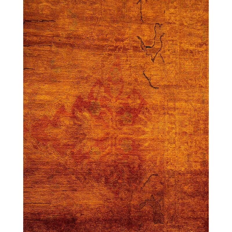 Overton Hand Knotted Wool Vintage Inspired Modern Contemporary Overdyed Gold Area Rug - 9' 1" x 12' 8"