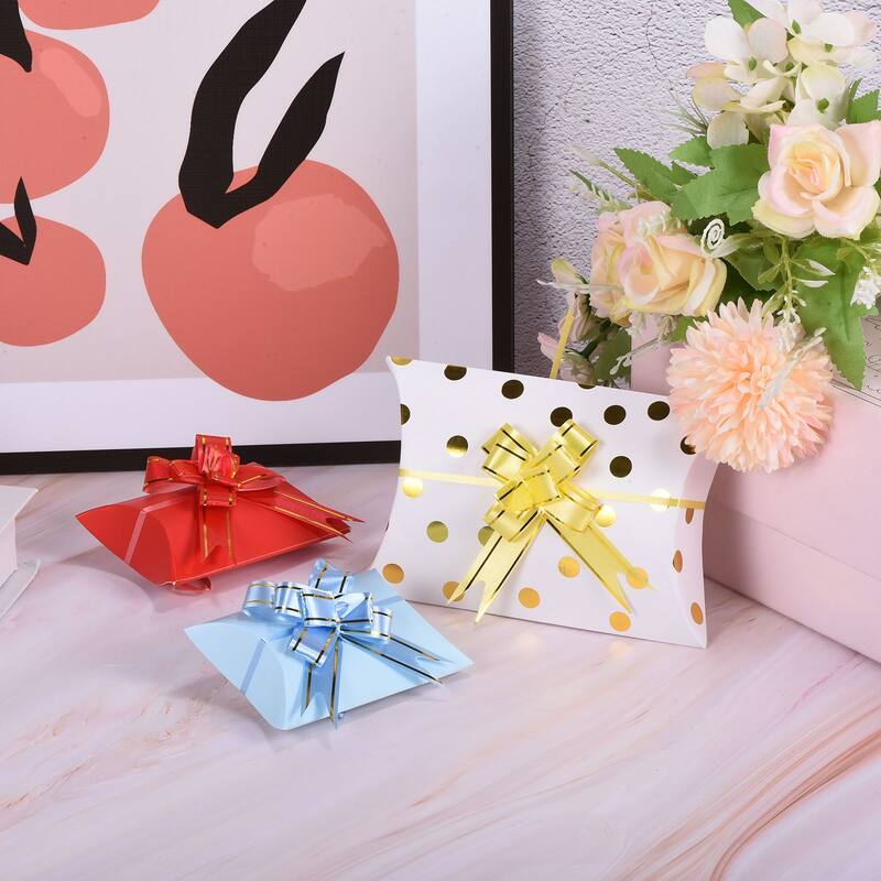 200Pcs 3.3inch Pull Bows Gift Wrapping Pull Bow Gold Thread Style 10 Colors - Multicolor