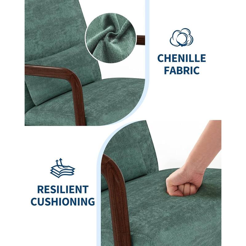 Modern Chenille Accent Sofa Chair, Lounge Armchair with Lumbar Pillow for Living Room, Bedroom