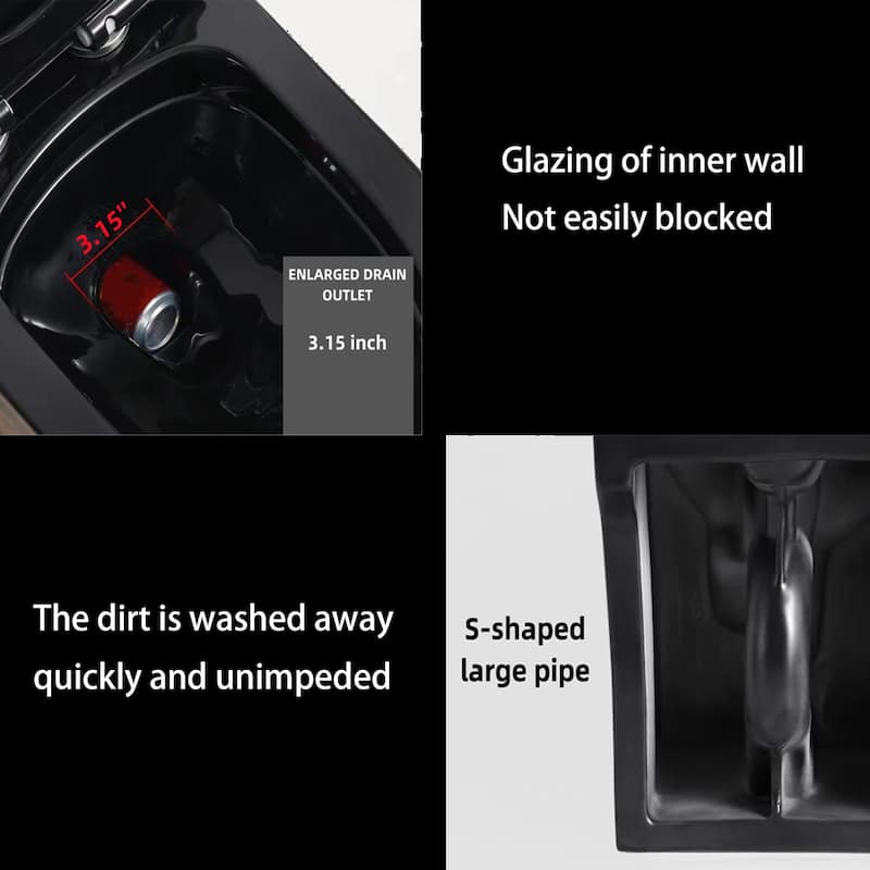 Black Ceramic One Piece Toilet with Seat