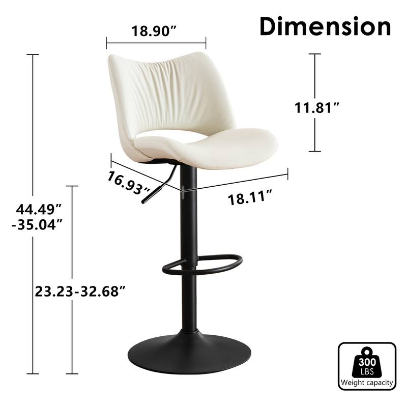 Faux Leather Upholstered Bar stools Set of 2 with Metal Footrest