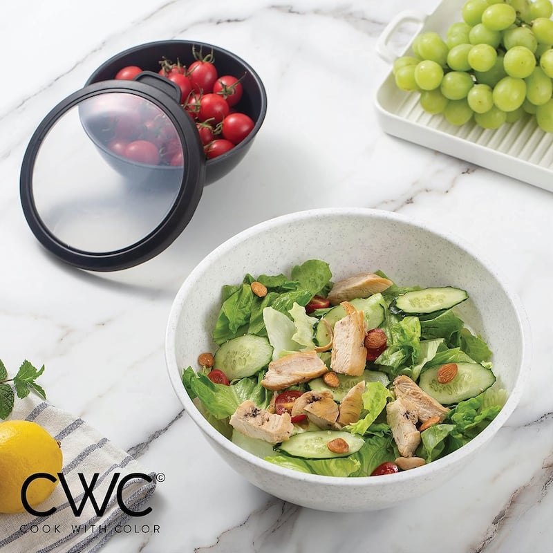 COOK WITH COLOR - 12 Piece Plastic Nesting Bowls - 6 Prep Bowls and 6 Lids, Microwave Safe.