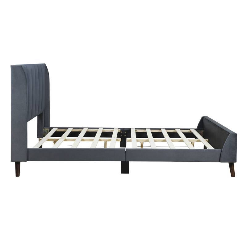 Velvet Upholstered Platform Bed Headboard Bed Frame 3dimension