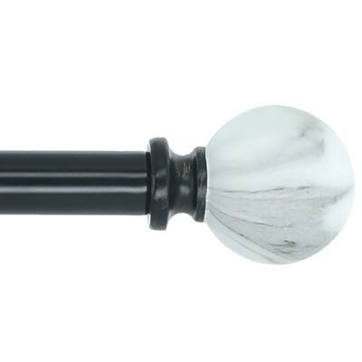 Meriville 1-Inch Diameter Single Window Curtain Rod, White Marble Ball