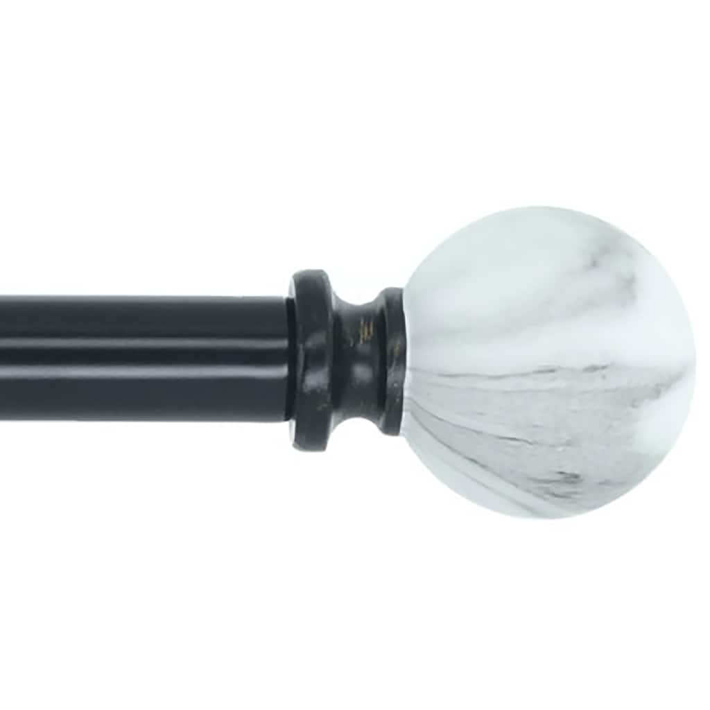 Meriville 1-Inch Diameter Single Window Curtain Rod, White Marble Ball