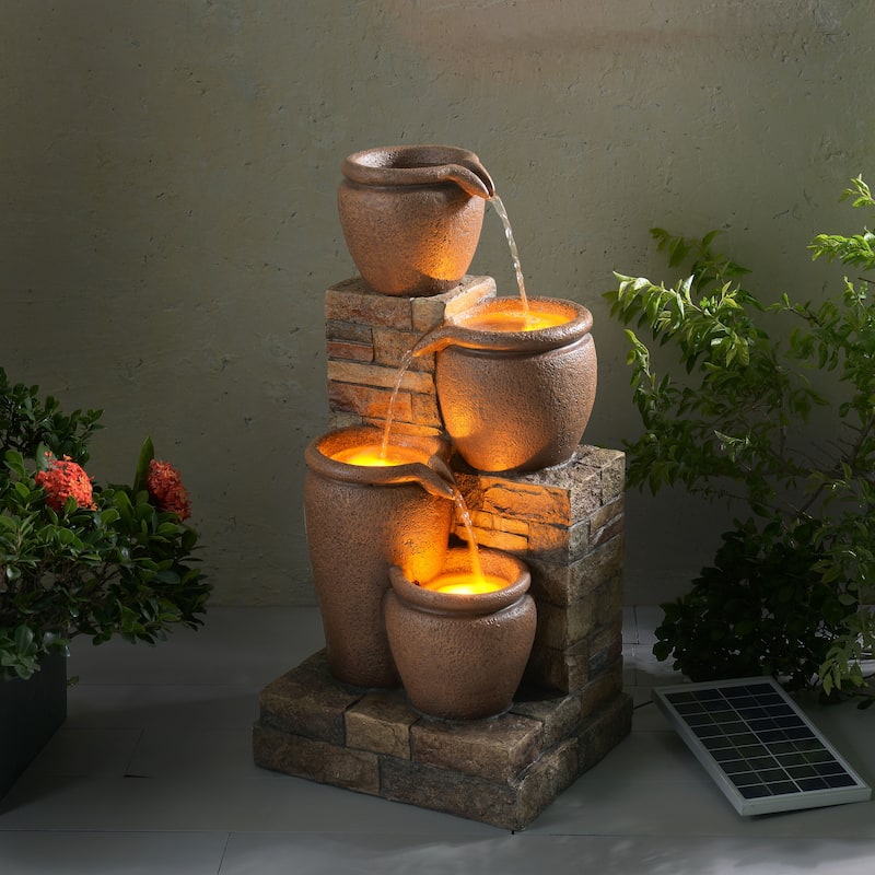 Teamson Home 30.71" 4-Tier Solar-Powered Outdoor Water Fountain