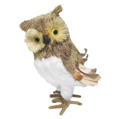Sisal Wood Owl Decorative Figurine 10in - 10" H x 6" W x 5" DP