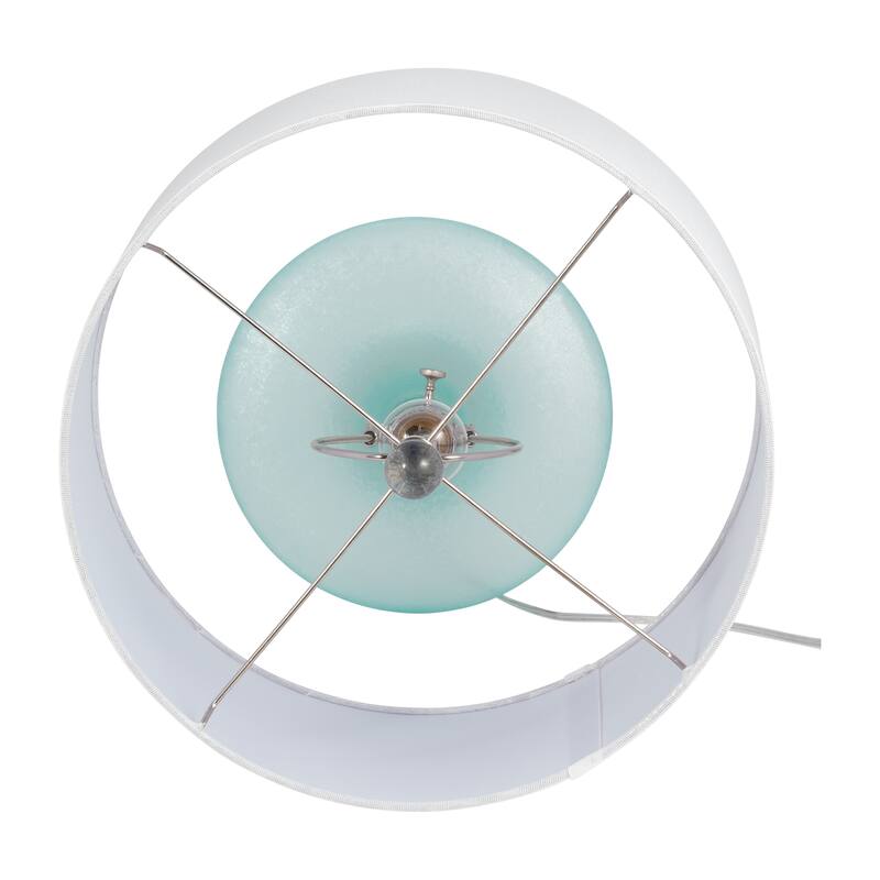 Sagebrook Home Modern Coastal Glass Table Lamp, Green Finish, Made with Glass, Metal, Linen, and Acrylic - 15" x 15" x 26"