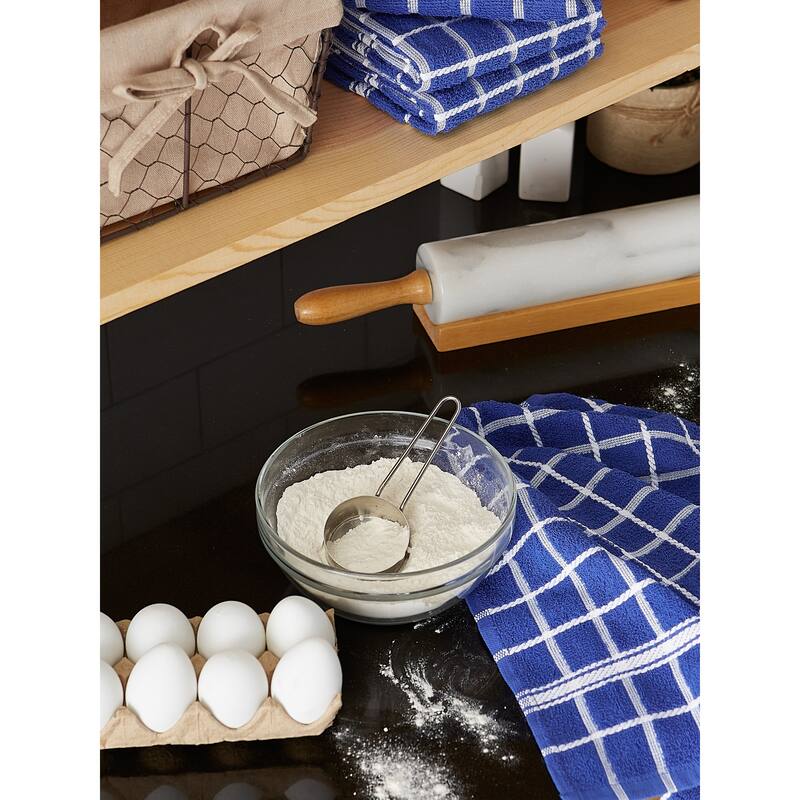 DII Solid Honey Gold Windowpane Terry Dishtowel 4 Piece