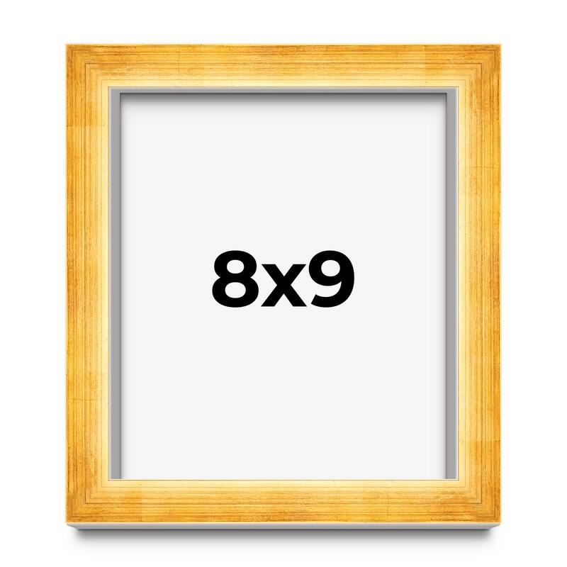 8x9 Shadow Box Frame Gold | 1.625 Inches Deep Real Wood Traditional