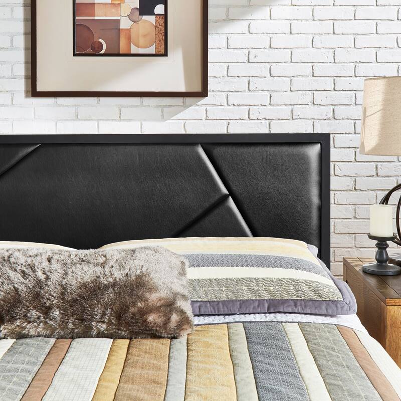 Brunia Metal Platform Bed with Geometric Headboard by iNSPIRE Q Classic
