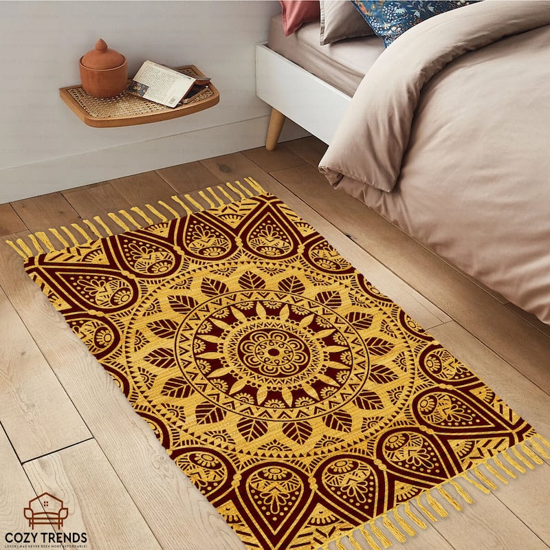 Authentic Hand-Woven Indian Cotton Rug 24''x36'' - Washable, Reversible, and Timelessly Stylish - 2'x3'
