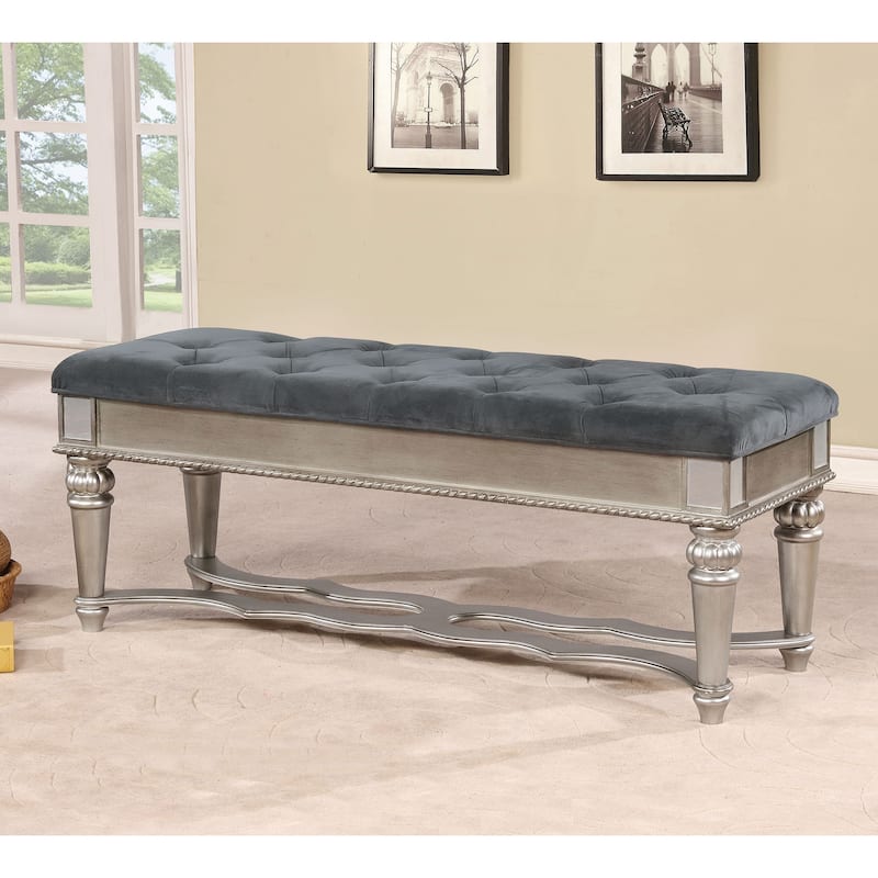 Zeln Traditional Fabric Tufted Upholstered Accent Bench by Furniture of America