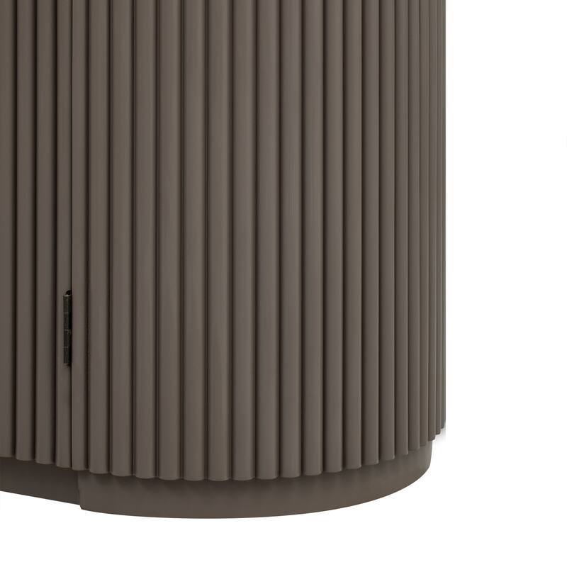 Vertical Striped Door Storage Cabinet, Multi-Functional Wooden Buffet Sideboard, Console Cabinet with Adjustable Shelves