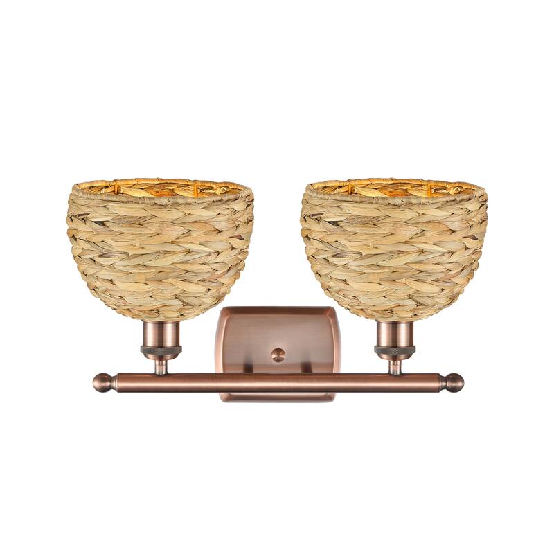 Innovations Lighting 516-2W-12-18 Woven Rattan Vanity Woven Rattan 2