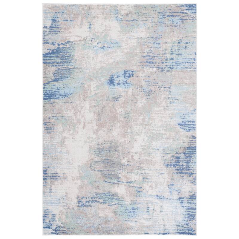SAFAVIEH Skyler Egzona Modern & Contemporary Rug - 6'7" Square - Beige/Grey Blue
