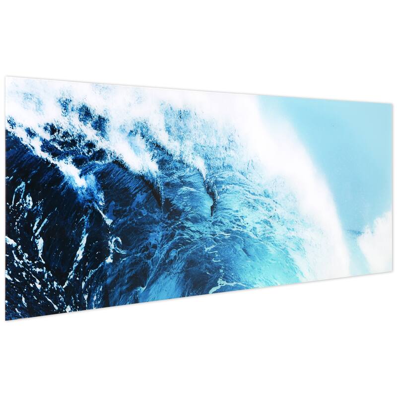 "Blue Wave 1" Unframed Free Floating Tempered Glass Wall Art