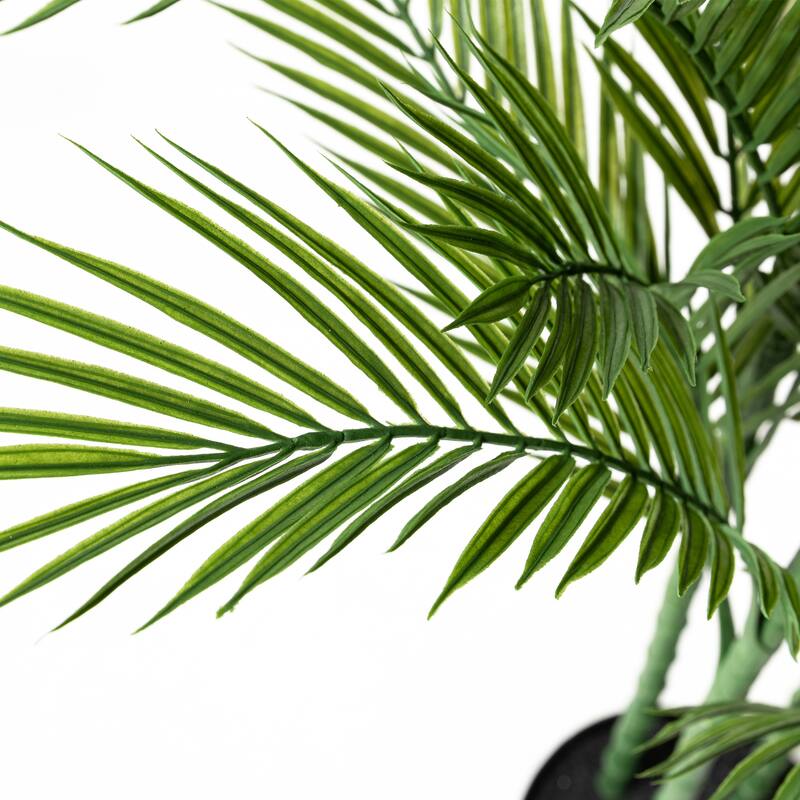 Glitzhome 3ft-6ft Set of 2 Artificial Olive Trees/ Bamboo/ Ficus with Ceramic Planters Real Touch