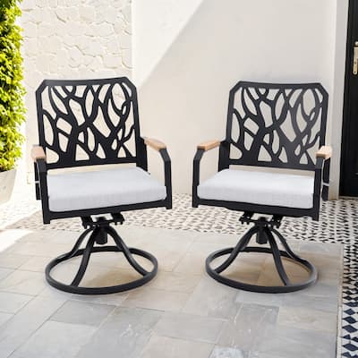 Outdoor Patio Aluminum Swivel Rocker 2Pcs With Outdoor-Grade Sunbrella Fabric Cushions (Excluding the table)
