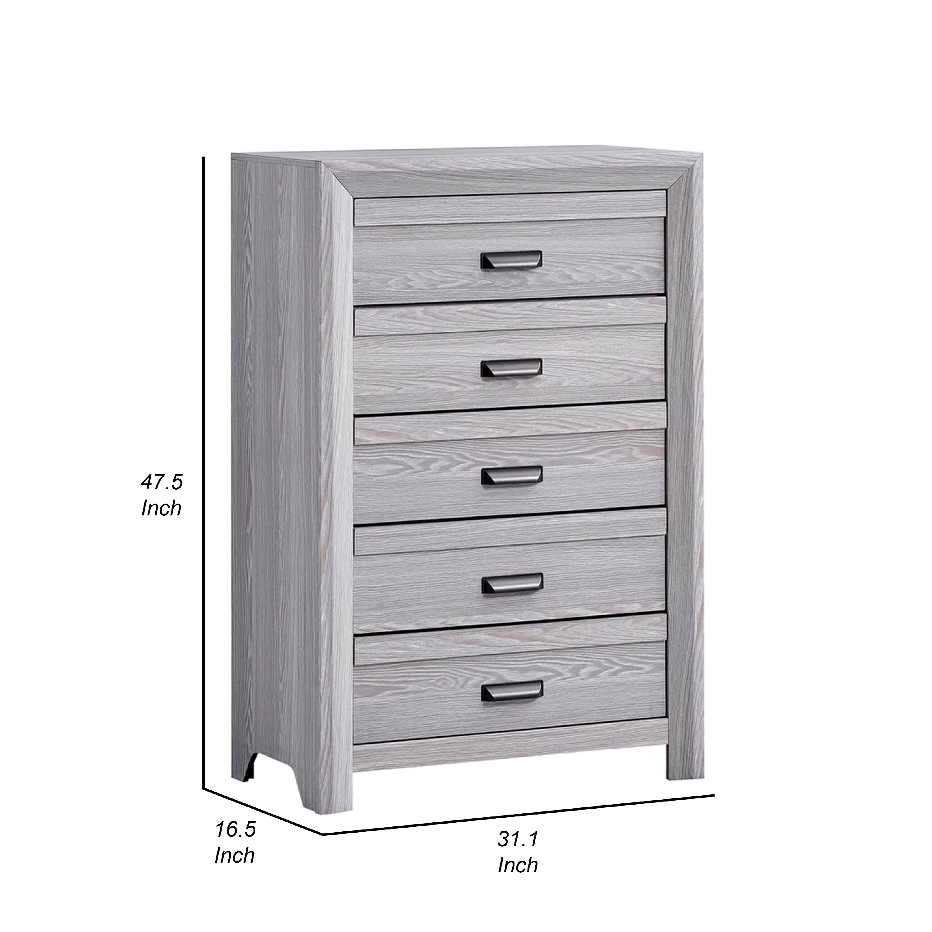 tall dresser grey Benjara Levi 5 Drawer Chest, Dark Gray Solid Wood, Bedroom Storage As a part of our Estherville Modern Charcoal Grey 4 Piece Storage Bedroom Set Laide Tall Dresser Chest with
