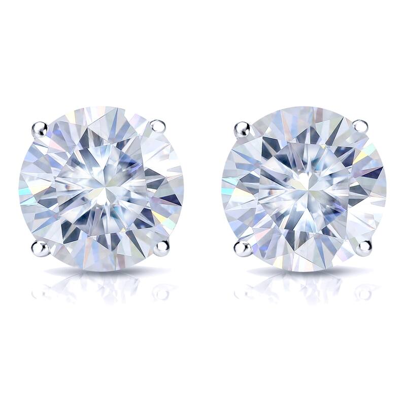 Auriya Platinum 2 1/2ctw Round Moissanite Stud Earrings - 7 mm, Screw-Backs
