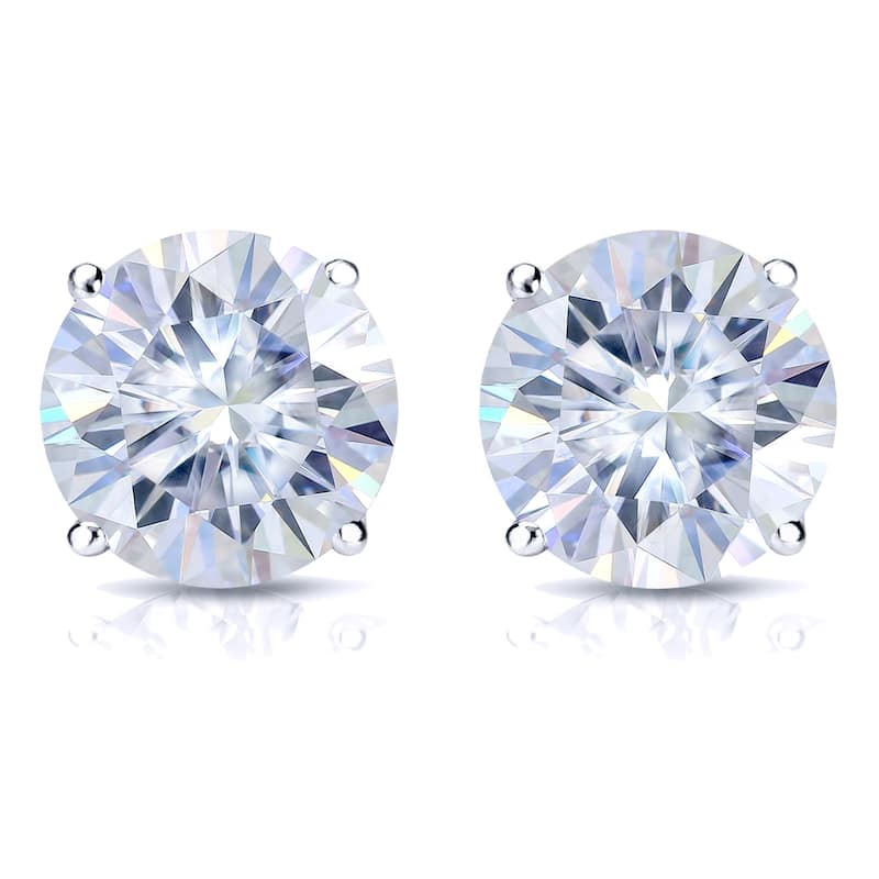 Auriya Platinum 3 1/2ctw Round Moissanite Stud Earrings - 7.8 mm, Push-Backs