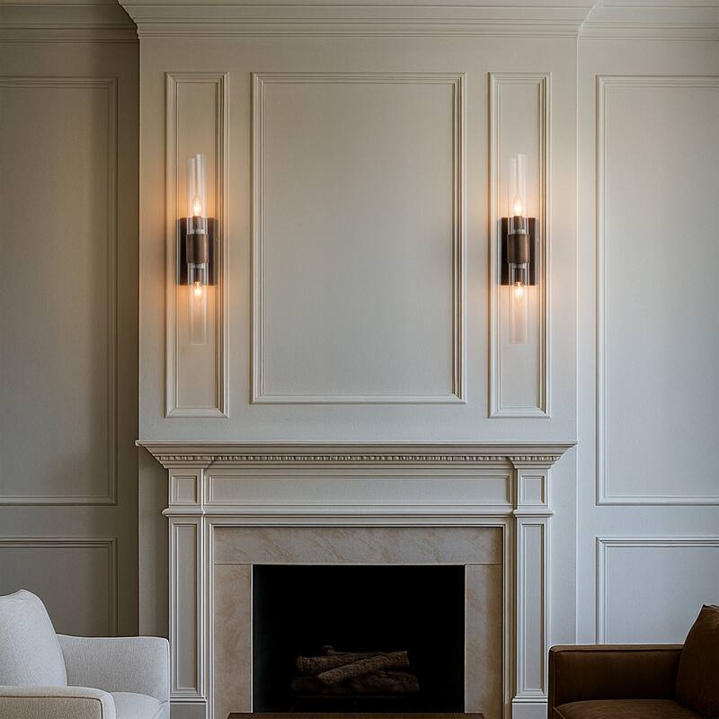 23'' Tall Antique Bronze 2-Light Modern Vanity Light Over Mirror Unique/Statement Double Wall Sconce for Bathroom Living Room