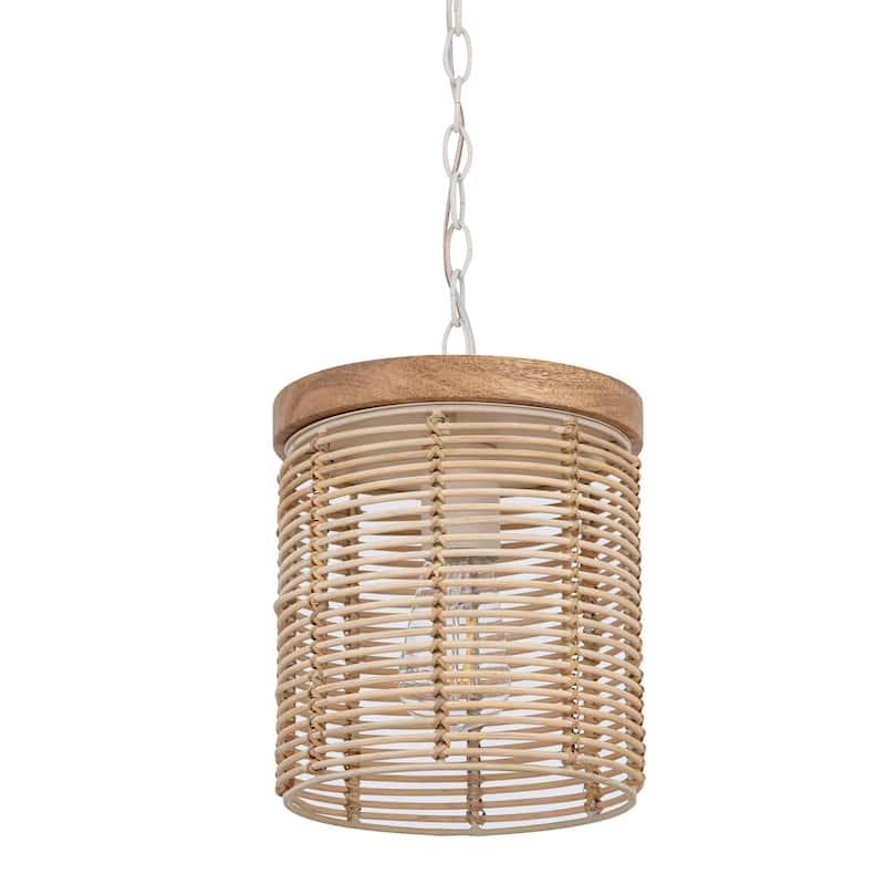 Maxim 22441 Vannerie 7" Wide Wood Mini Pendant - Ecru