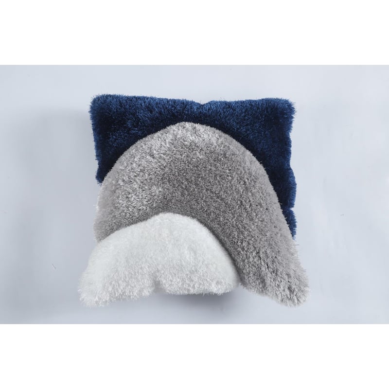 Mateos Shag Collection Abstract Shag Pillow, 20 x 20 - Blue/Gray