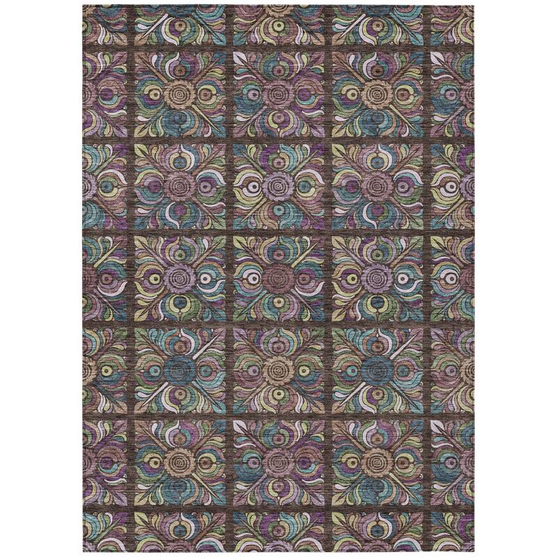 HomeRoots Medallion Transitional Rectangle Outdoor Rug