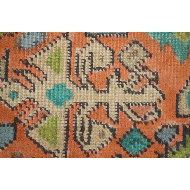 Hand Knotted Oriental 100% Wool Carpet Traditional Medallion Oranges & Rust Tabriz Area Rug - 9' 9'' X 6' 7''