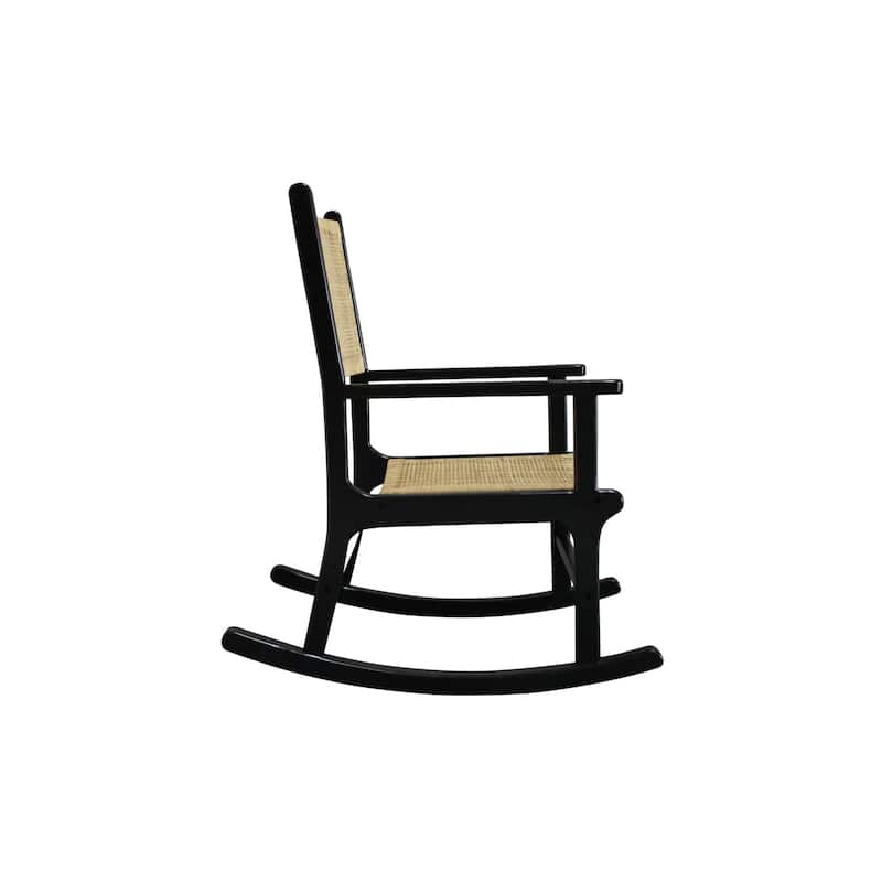 Woven Rattan Rocking Chair with Arm - 41.75" - Black