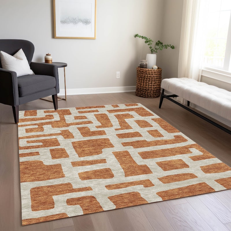Machine Washable Indoor/ Outdoor Chantille Geo Contemporary Rug