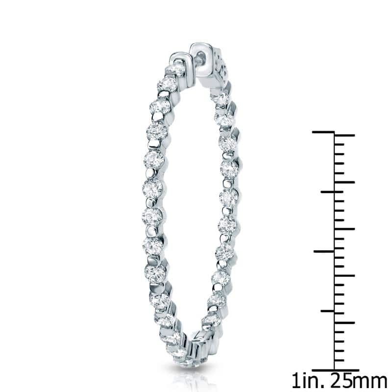 Auriya 14k Gold 2 1/2ctw Shared Prong Medium Diamond Hoop Earrings - 1.29-inch (H-I, SI1-SI2)