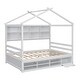 preview thumbnail 86 of 116, Bedroom House Bed with Roof Frame Bedside-shelves and Under Bed Storage Unit