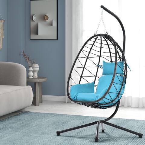 Stand Indoor Outdoor Swing Patio Wicker Hanging Egg Chair