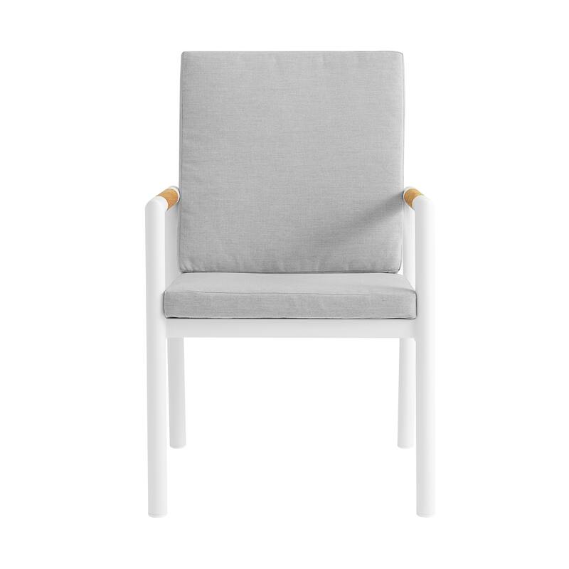 Royal Aluminum and Solid Teak Wood Outdoor Patio Dining Chairs - Set of 2