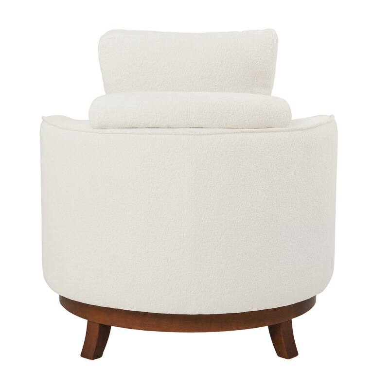 Modern Set of 2 Chenille Wooden Swivel Barrel Chair Upholstered Ergonomic Design