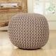 AANNY Designs Lychee Knitted Cotton Round Pouf Ottoman - Beige