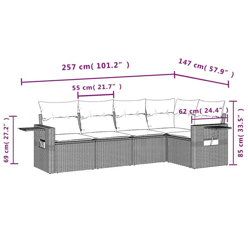 vidaXL Patio Sofa Set with Cushions Outdoor Conversation Furniture Poly Rattan