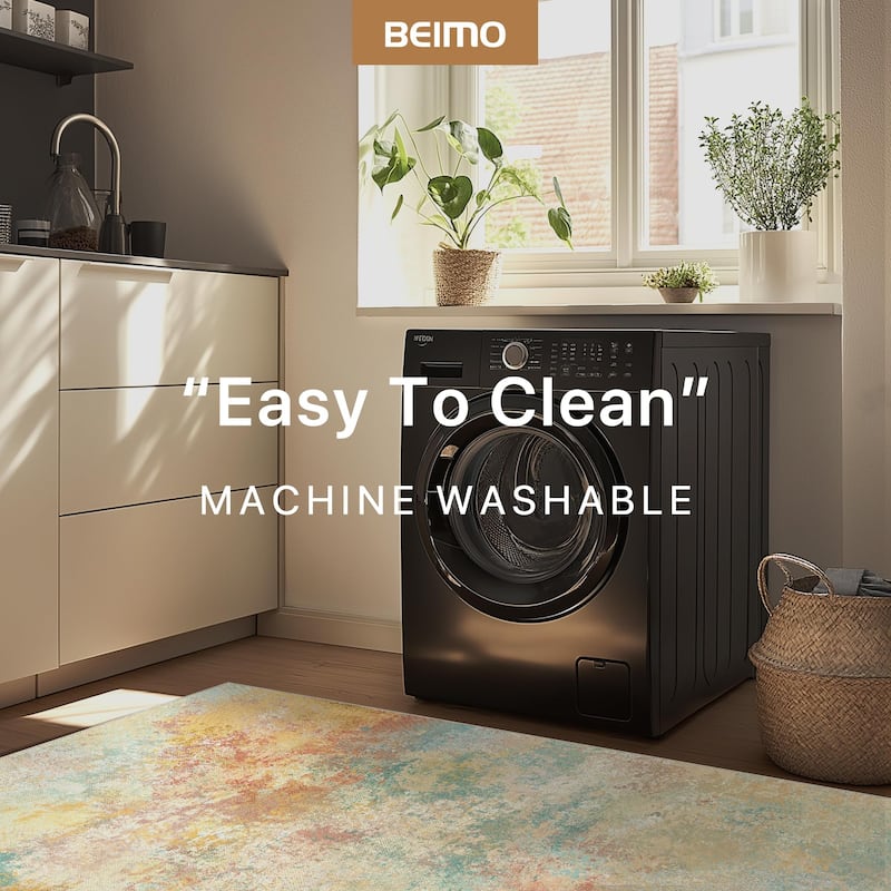 Mcow Modern Abstract Machine Washable Low Pile Area Rugs - 8'X10'